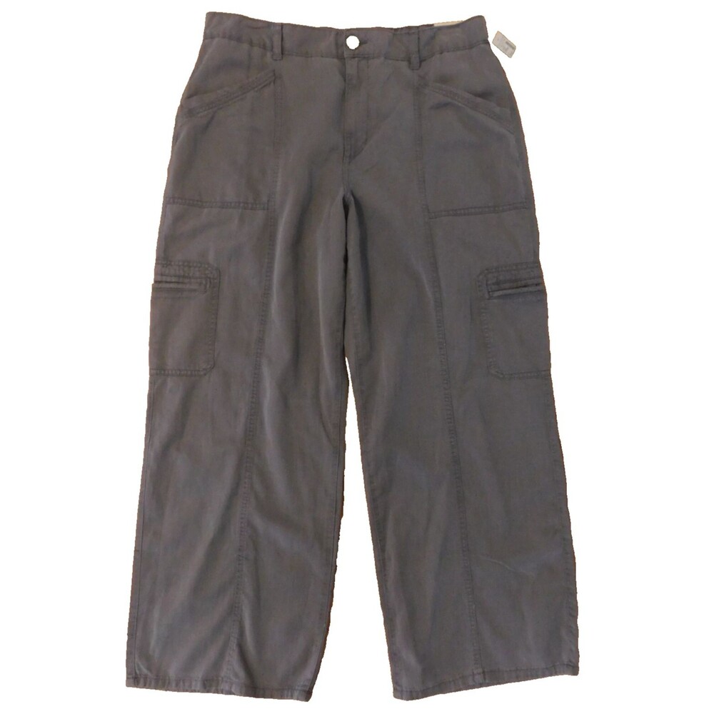 Maurices Cargo Pants Wide Leg Gray High Rise Lyocel Blend, Elastic Back 16 NWT !
